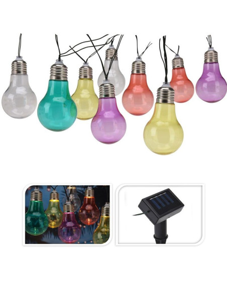 Feestverlichting - Solar Lamp - 10 LED Lampen - Multicolour