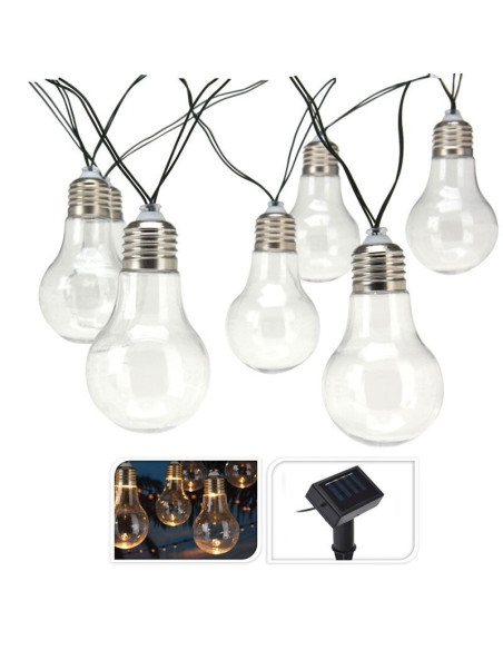 Feestverlichting - Solar - Warm Wit - 10 LED Lampen - Transparant