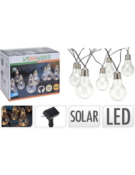 Feestverlichting - Solar - Warm Wit - 10 LED Lampen - Transparant