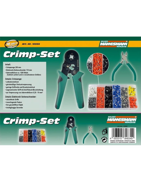 Brüder Mannesmann Krimptang - incl. 1200 Hulzen en Zijsnijtang