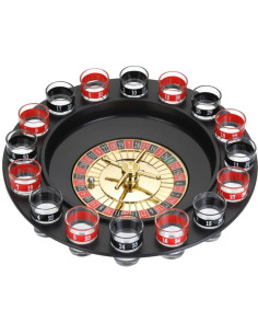 Free and Easy drankspel Roulette 28 cm zwart-rood 18 delig