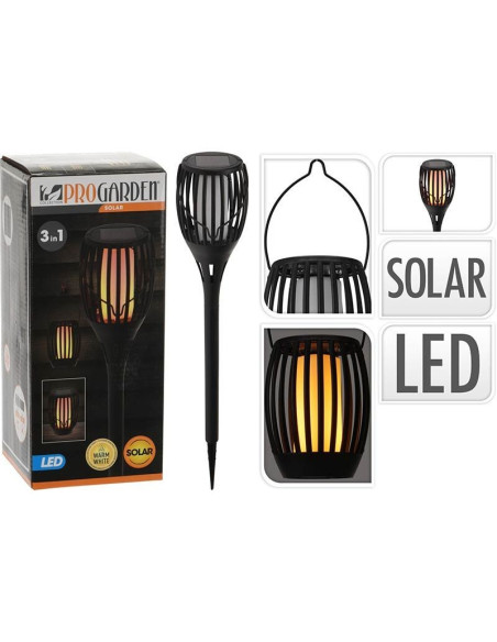 Tuinlamp Fakkel - Solar - LED vlameffect - 3-in1: prikspot, staand, hangend - 47cm