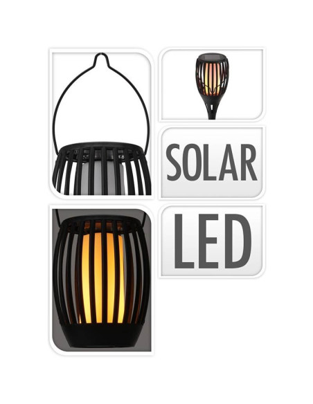 Tuinlamp Fakkel - Solar - LED vlameffect - 3-in1: prikspot, staand, hangend - 47cm