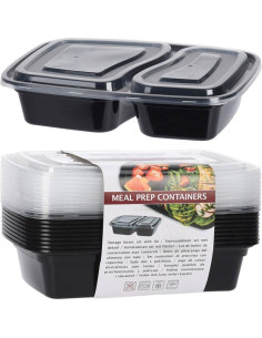 Meal Prep Bakjes 10 stuks - 2 compartimenten