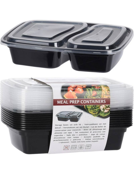 Meal Prep Bakjes 10 stuks - 2 compartimenten