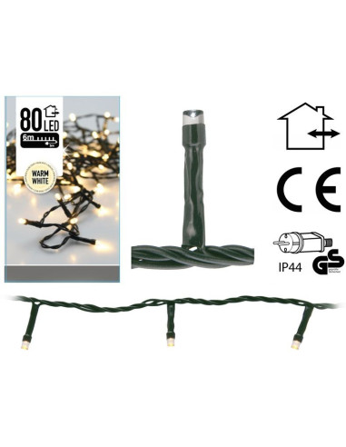 Kerstverlichting 80 LED's - 6 meter - warm wit