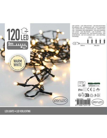 Ceruzo LED verlichting - 9 meter - 120 LED lampjes - warm wit - voor binnen en buiten