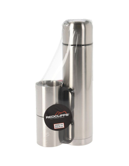 Thermosfles - Dubbelwandig - 2 Bekers - 1 Liter