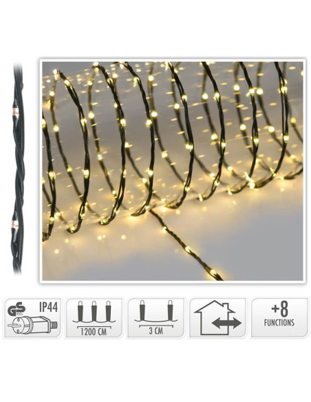 LED Verlichting 400 LED - 12 meter - warm wit - voor binnen en buiten - 8 Lichtfuncties - Soft Wire