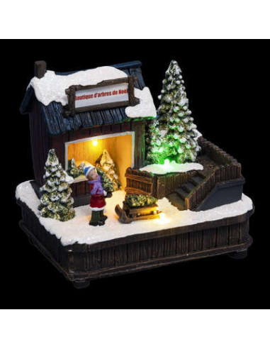 Kerstdorp - Boutique verkoopstal kerstbomen - LED