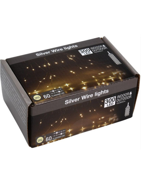 Cascadeverlichting Zilverdraad 300 LED lampjes - met Flash-functie