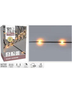 LED Verlichting 192 LED extra warm wit op batterij 8 Lichtfuncties Timer Soft Wire