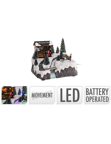 Kersthuisje met LED Verlichting en beweging -...