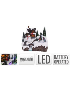 Kersthuisje met LED Verlichting en beweging op batterijen