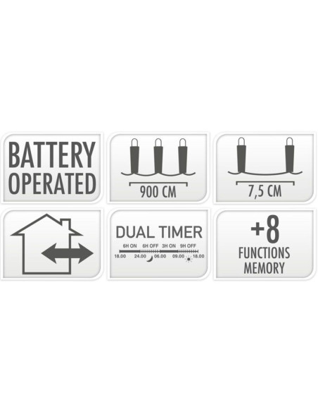 LED verlichting 120 LED - 9 meter - warm wit - Batterijbox 120 warm wit - dual-timer - geheugen en lichtfuncties