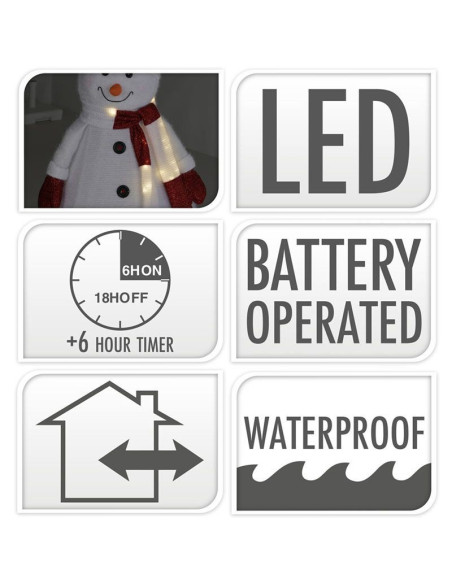 Happy Snowman XXL - 140cm - met LED lampjes - met timer - geschikt voor buiten