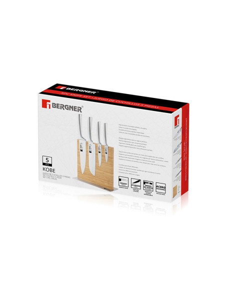 Bergner Messenset met Magneetblok - 5 delig - RVS en bamboe