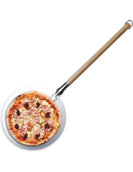 Masterpro Pizzaschep XL - voor oven en BBQ - Ø30 x 87cm - met afneembaar handvat - RVS