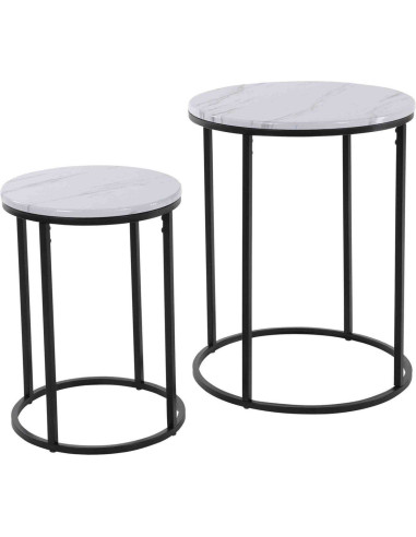Bijzettafels -  Marmerlook -  wit - 40xH50 en...