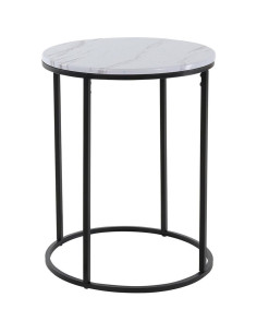 Bijzettafels -  Marmerlook -  wit - 40xH50 en 30xH40 cm 2