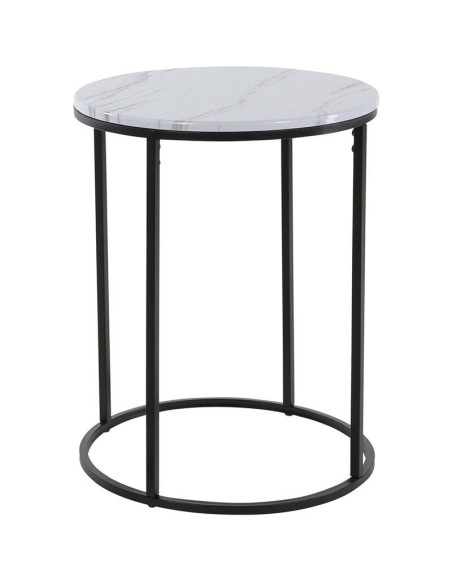 Bijzettafels -  Marmerlook -  wit - 40xH50 en 30xH40 cm