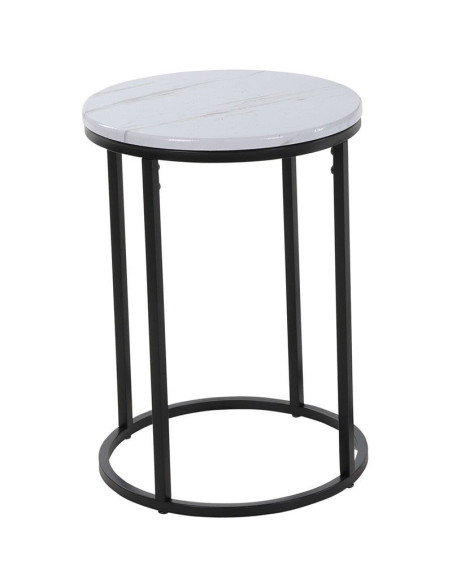 Bijzettafels -  Marmerlook -  wit - 40xH50 en 30xH40 cm