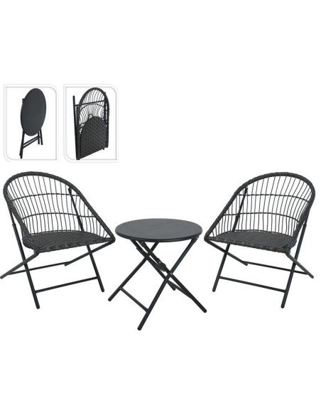 Bistroset - 3-Delig - Tuinset met Bijzettafel - Metaal - Vouwbaar