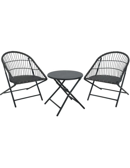 Bistroset - 3-Delig - Tuinset met Bijzettafel - Metaal - Vouwbaar