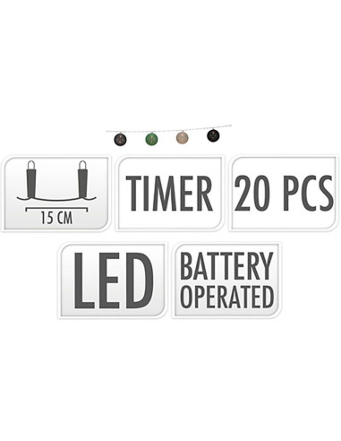 Decoratieslinger verlicht - 20 LED Lampionnen...