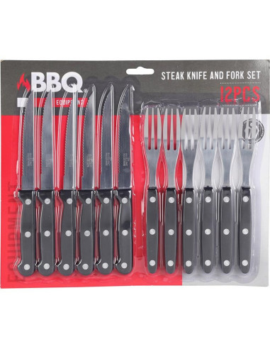 Steakbestek -  6 Steakmessen + 6 Vorken