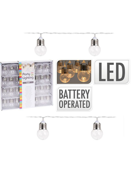 Feestverlichting - 30 LED Bolletjes - 4.50 meter - Warm wit - op Batterijen