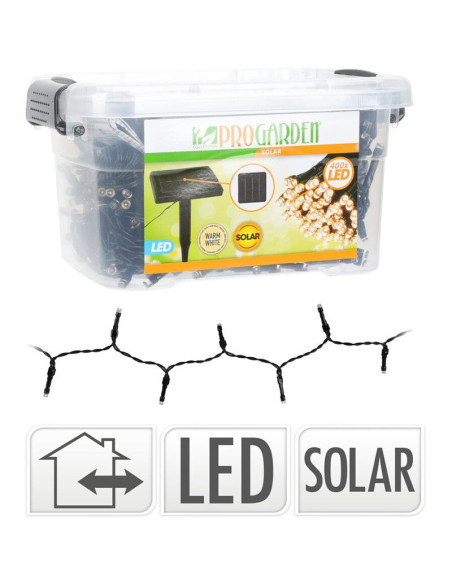 Solar Lichtsnoer - 400 LED - 24  + 4 meter - Warm wit  - met Bewaarbox