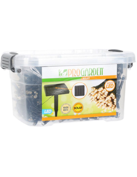Solar Lichtsnoer - 400 LED - 24  + 4 meter - Warm wit  - met Bewaarbox
