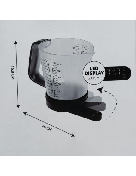 Keukenweegschaal met Maatbeker - 1200 ml - tot 5 kg