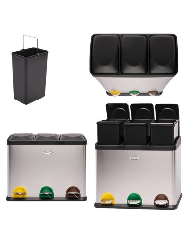 Ceruzo Prullenbak afvalscheiding met 3 vakken -...