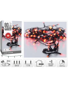 Kerstverlichting 80 led- 6m - rood - Timer -... 2