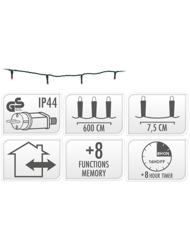 Kerstverlichting 80 led- 6m - rood - Timer -...