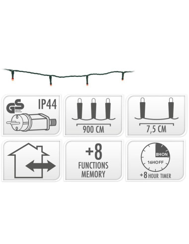 Kerstverlichting 120 led- 9m - rood - Timer -...