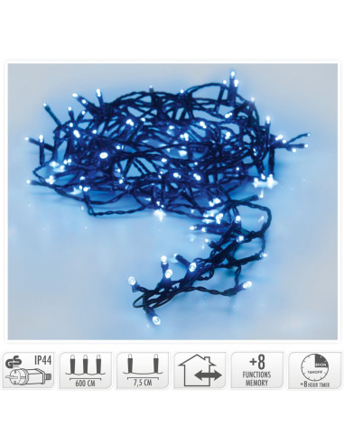 Kerstverlichting 80 led- 6m - blauw - Timer -...