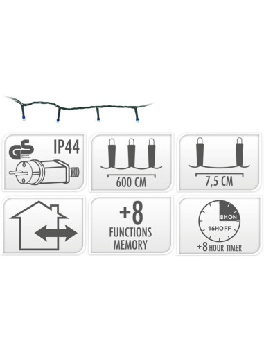 Kerstverlichting 80 led- 6m - blauw - Timer -...