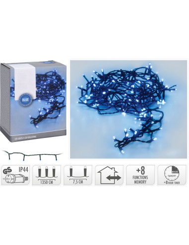 Kerstverlichting 180 led- 13.5m - blauw - Timer...