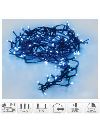 Kerstverlichting 240 led- 18m - Blauw - Timer -...
