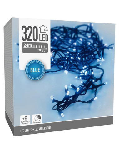 Kerstverlichting 320 led- 24m - blauw - Timer -...