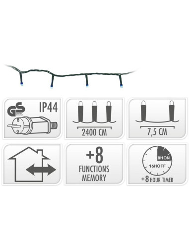 Kerstverlichting 320 led- 24m - blauw - Timer -...