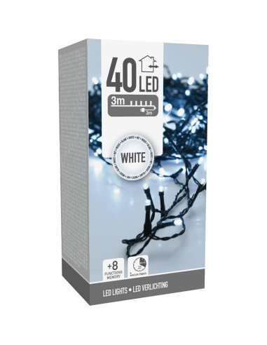 Kerstverlichting 40 led- 3m - wit - Timer -...