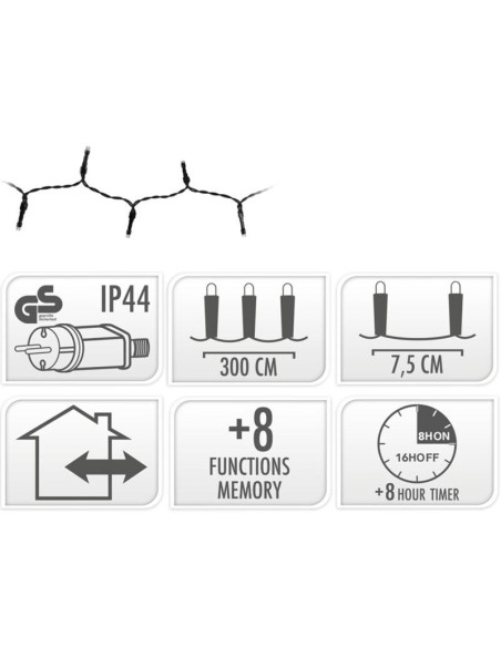Kerstverlichting 40 led- 3m - wit - Timer - Lichtfuncties - Geheugen - Buiten