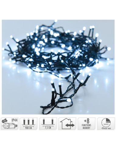 Kerstverlichting 120 led- 9m - wit - Timer -...