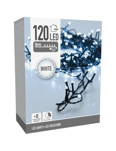 Kerstverlichting 120 led- 9m - wit - Timer -...