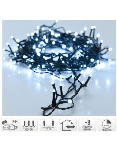 Kerstverlichting 180 led- 13.5m - wit - Timer -...