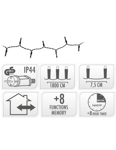Kerstverlichting 240 led- 18m - wit - Timer -...